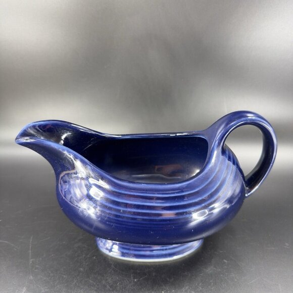 Fiesta Footed Gravy Boat Sauce Boat Cobalt Blue Vintage Ceramic Kitchenware VTG - Picture 12 of 15